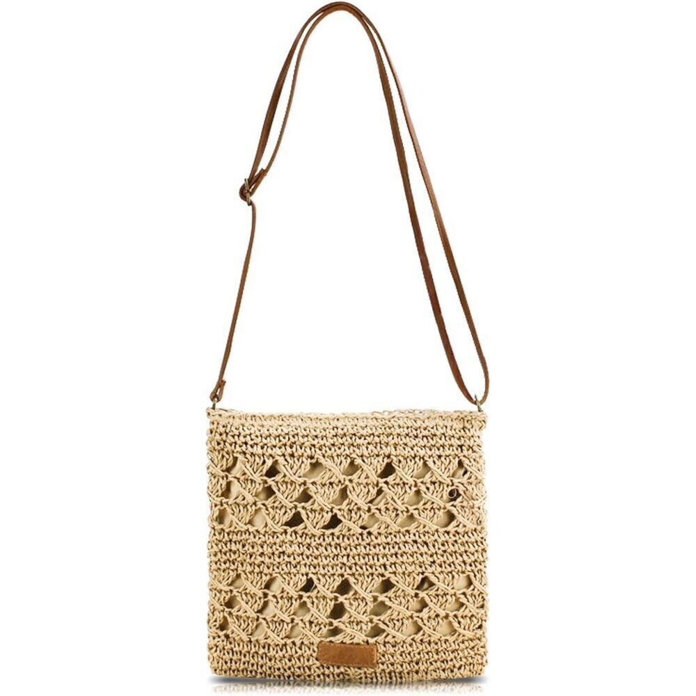Handmade Bohemian Straw Crossbody Bag for Women Perfect for Beach and Travel